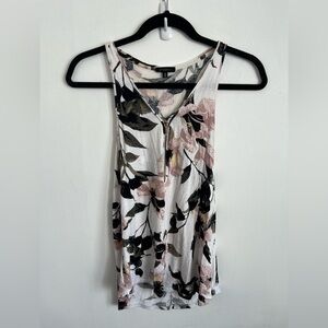 Dynamite Floral V-Neck Zip Front Tank Sleeveless Blouse XS